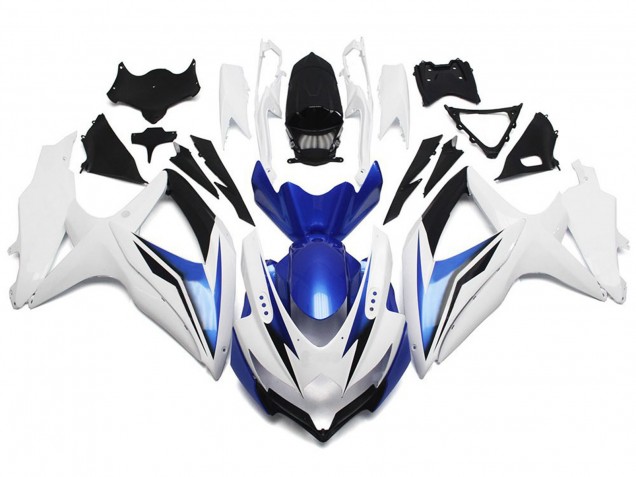 Blanc Brillant Avec Argent & Bleu 08-10 Suzuki GSXR 600-750 Carénage