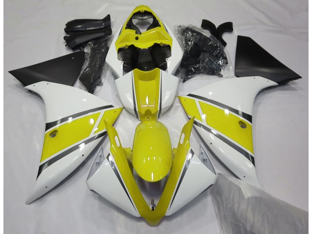 Blanc Brillant & Jaune 09-11 Yamaha R1 Carénage