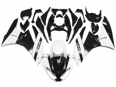 Blanc Brillant & Noir Lisse 09-12 Kawasaki ZX6R Carénage