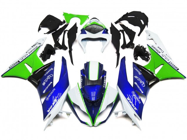 Bleu Profond Vert & Blanc 09-12 Kawasaki ZX6R Carénage