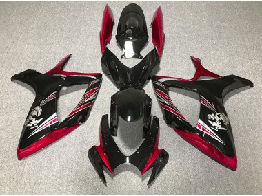 Design Rouge Brillant & Noir 06-07 Suzuki GSXR 600-750 Carénage