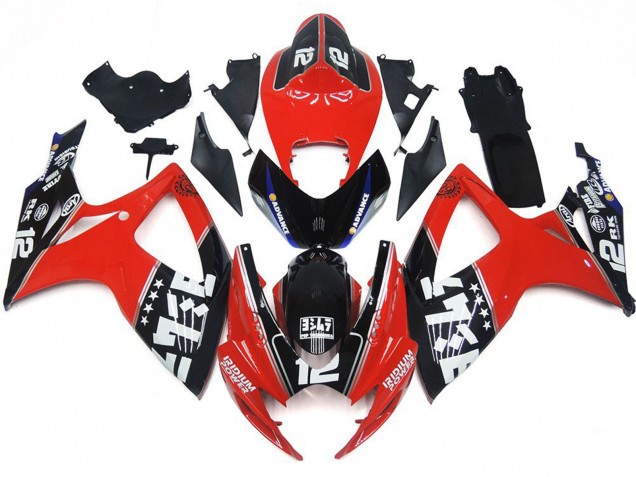 Logos Rouges & Noirs Personnalisés 06-07 Suzuki GSXR 600-750 Carénage