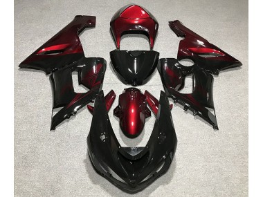 Noir Brillant & Rouge Profond 05-06 Kawasaki ZX6R Carénage