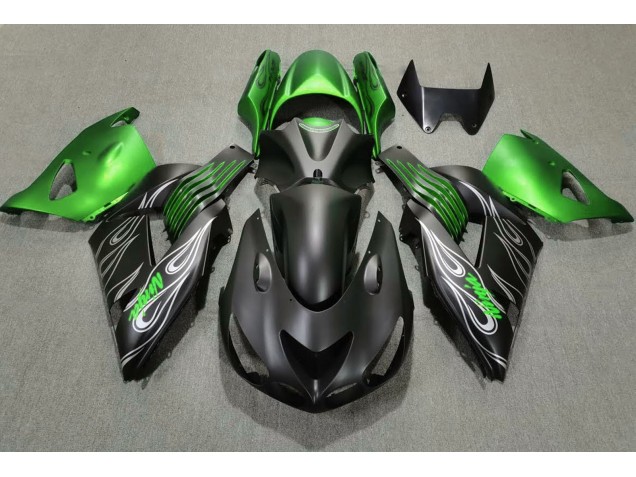 Noir Mat & Vert 06-11 Kawasaki ZX14R Carénage