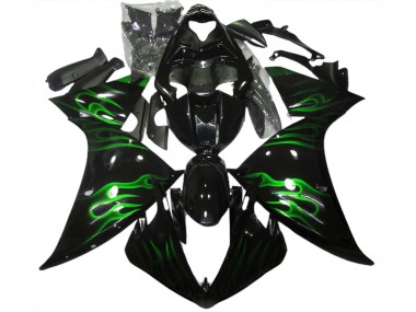 Noir & Vert Flamme 09-11 Yamaha R1 Carénage