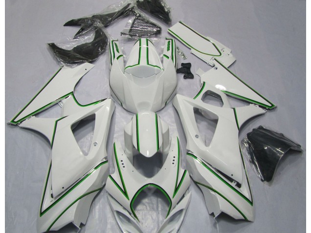 Rayure Épingle Verte Blanc Brillant 07-08 Suzuki GSXR 1000 Carénage