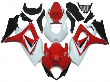 Rouge Brillant Avec Style Blanc OEM 07-08 Suzuki GSXR 1000 Carénage