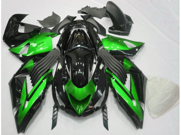 Vert Brillant & Noir Uni 06-11 Kawasaki ZX14R Carénage